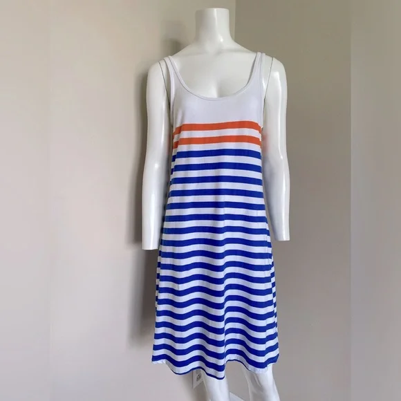 Tommy Bahama Striped Blue Orange Mini Tank Dress beach summer pool Large - Picture 1 of 6